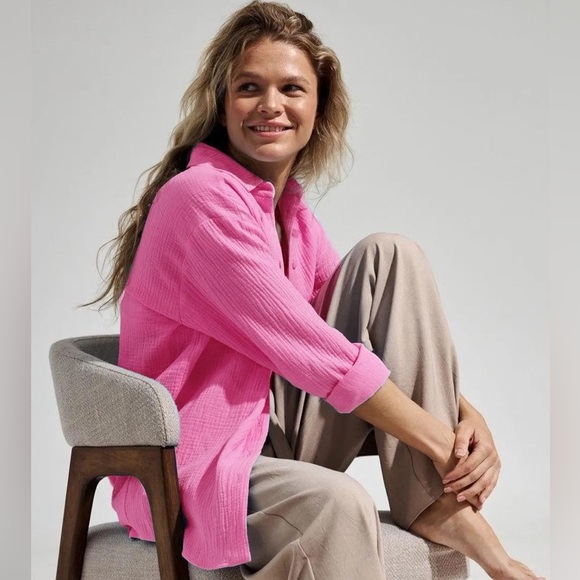 Textured Collared Neck Long Sleeve Shirt - Picture 9 of 12